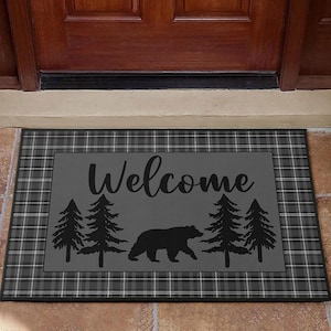 Indoor Funny Doormat for Entryway Brown Bear Welcome Mats for Front Door  Western Rustic Shoe Mat Cabin Decor Floor Mat Non-Slip Rug