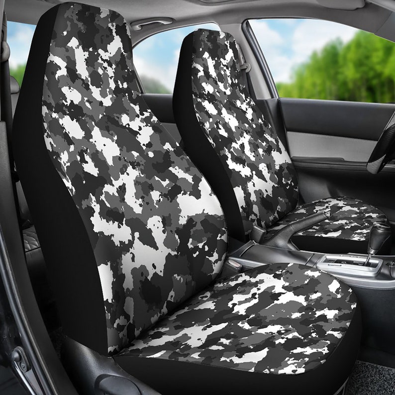 Snow Camo Car Seat Covers White Gray and Black Camouflage Set Etsy