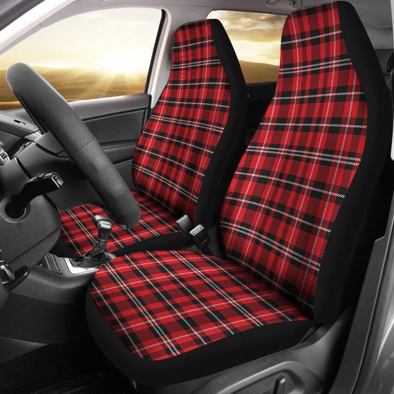 Rouge Noir et Blanc Plaid Tartan Housses de siège de voiture ou de SUV  Protecteurs de siège baquet avant Universal Fit -  France