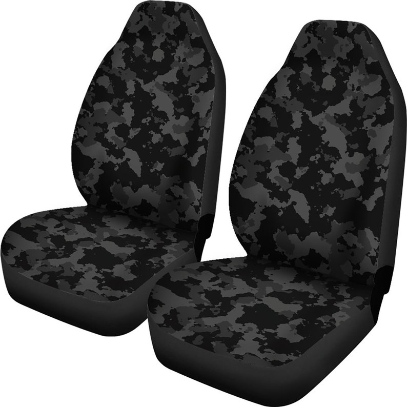 Camo Car Seat Covers Dark Gray and Black Camouflage Set of 2 Etsy