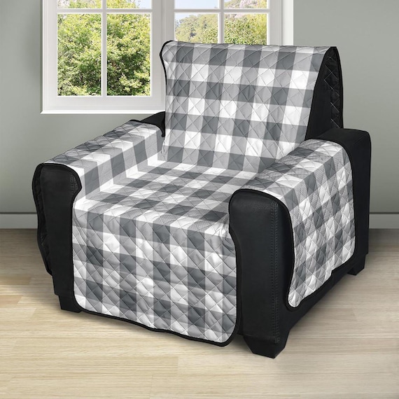 Gray and 2024 white plaid chair