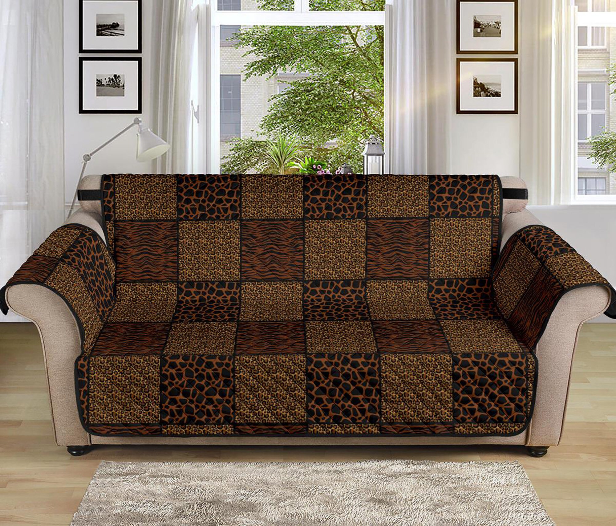 Animal Print Patchwork Safari Patrón Sofá Silla Slipcover Etsy