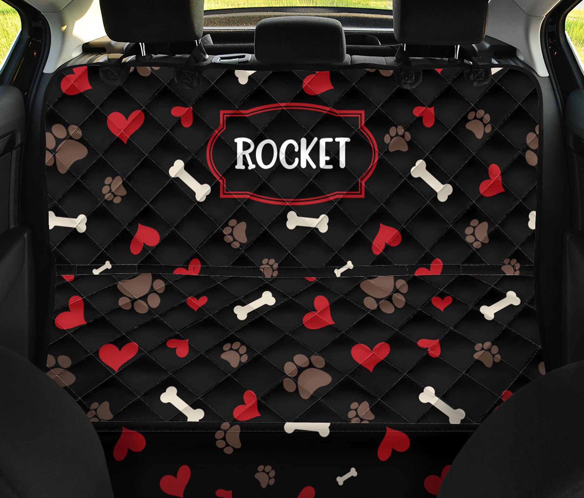 Custom Dog's Name Pet Hammock for Cars Monogram Black Red Etsy