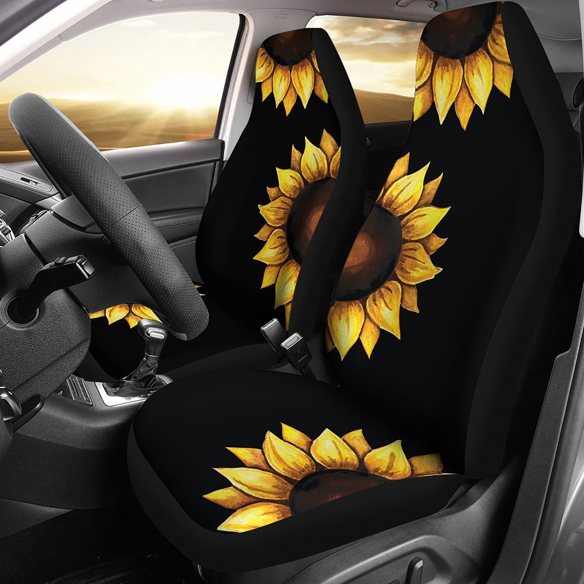 TOADDMOS Sunflower Butterflies Car Seat Covers Full Set for Women Ladies,Comfortable Front and Split Bench Cover Universal Fit for Cars,Trucks,Sedans,SUVs TOADDMOS Sunflower Butterflies Car Seat Covers Full Set for Women Ladies,Comfortable Front and Split Bench Cover Universal Fit for Cars,Trucks,Sedans,SUVs