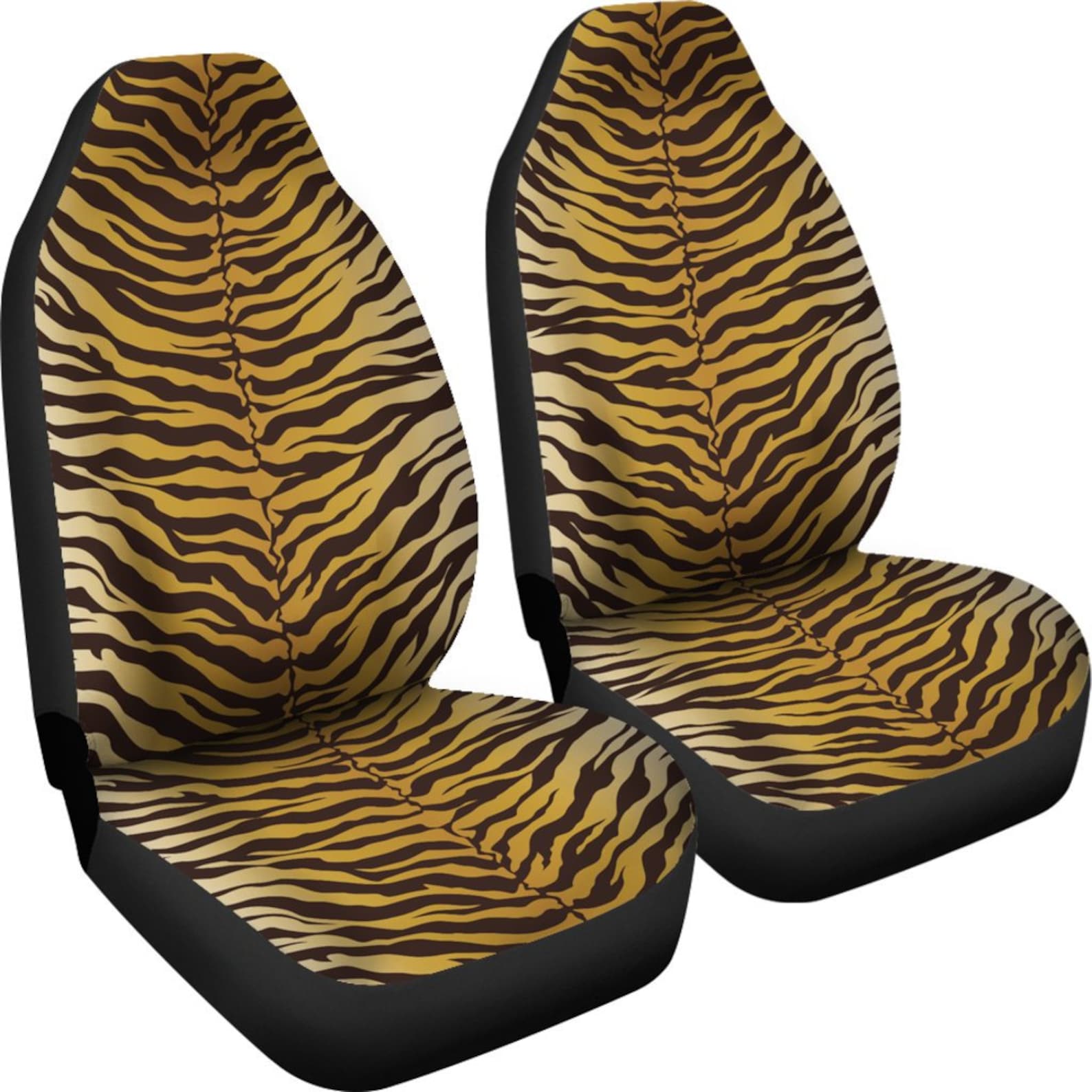Tiger Stripes Animal Print Gold Color Car Seat Covers Set Etsy