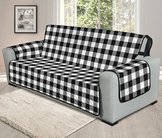 Red and Black Buffalo Plaid 70 Seat Width Sofa Couch Cover Protector  Perfect Farmhouse Home Decor Slipcover Rustic Style 