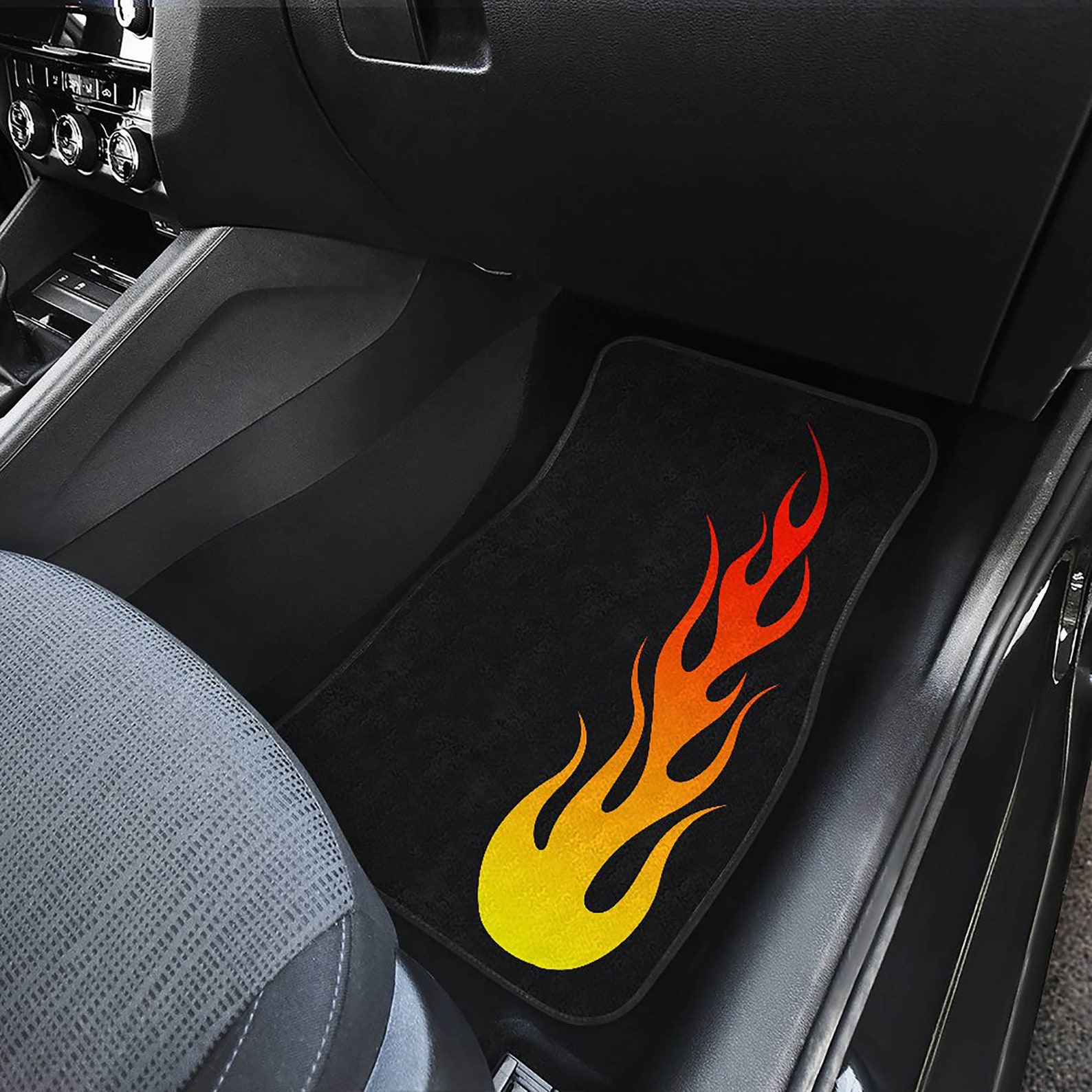 Car Floor Mats With Flames on Black Front Mats Only Set of 2 Etsy