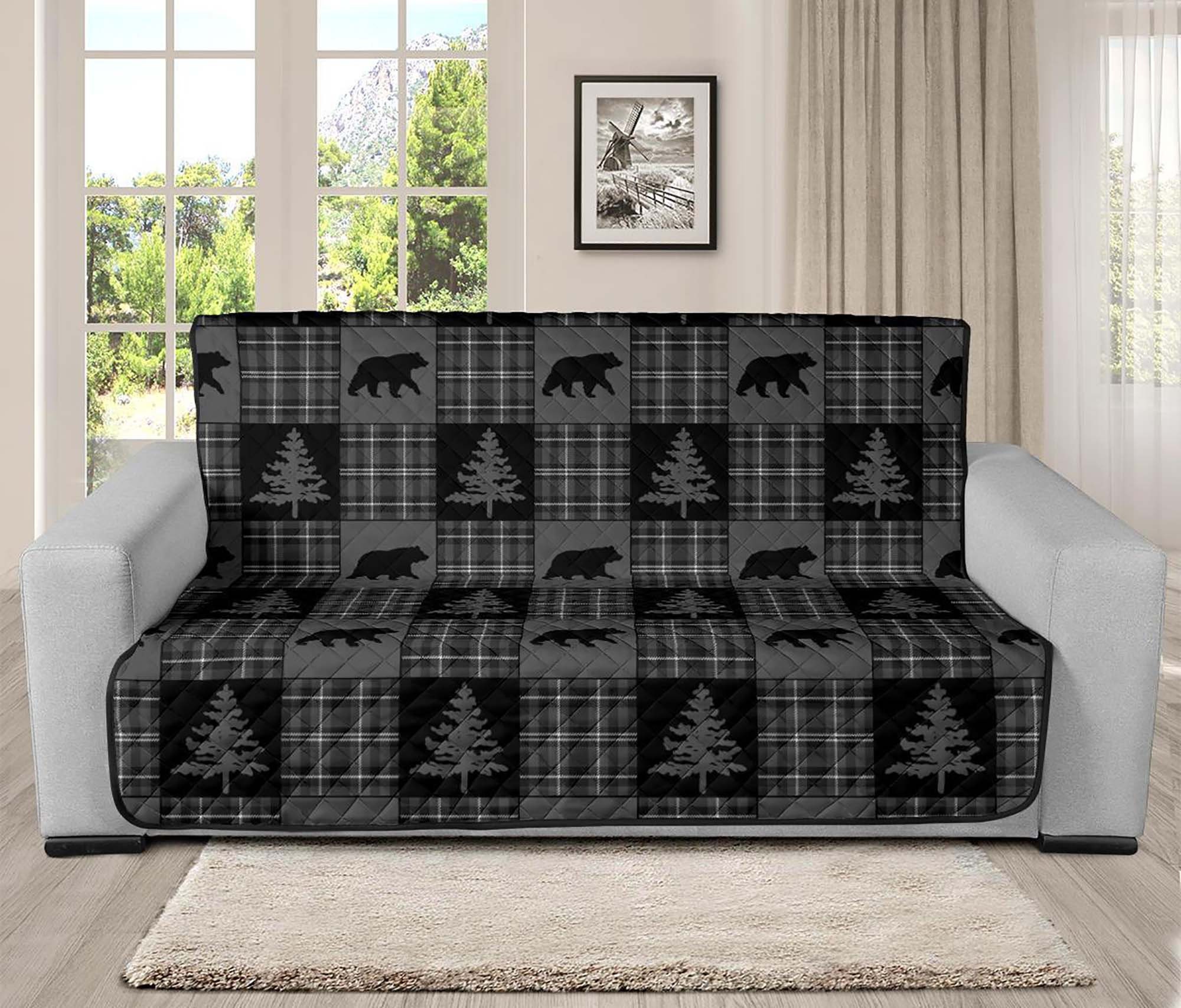 Burnett Plaid Secure Fit Sofa Protector with Straps and Tuck Noodles