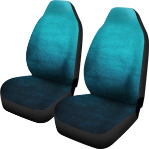 Teal Ombre Watercolor Design Car Seat Covers Set Universal Fit For Bucket Seats In Cars and SUVs image 2