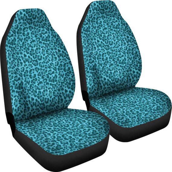 Teal Blue Leopard Skin Car Seat Covers Set Animal Print - Blue Leopard Print Car Seat Covers Teal Blue Leopard Skin Car Seat Covers Set Animal Print - Blue Leopard Print Car Seat Covers