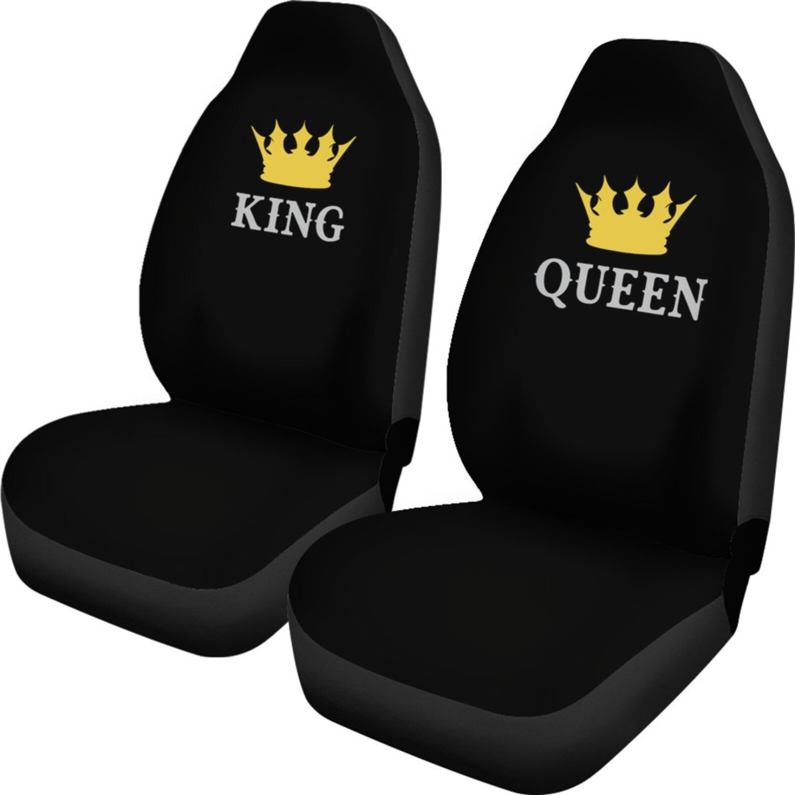 King and Queen His and Hers Car Seat Covers Set Set in Black Etsy