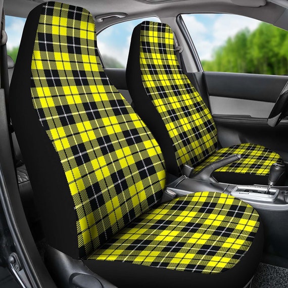 Jaune noir et blanc Plaid Tartan Housses de siège de voiture ou de VUS  Protecteurs de siège baquet avant Universal Fit -  France