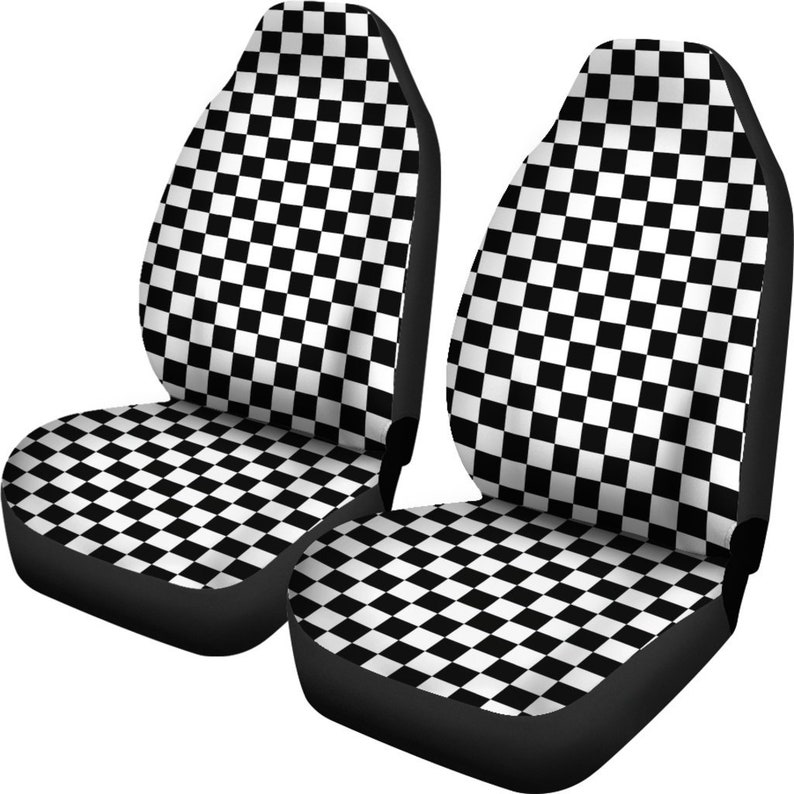 Black and White Checkered Car Seat Covers Set Seat Protectors Etsy