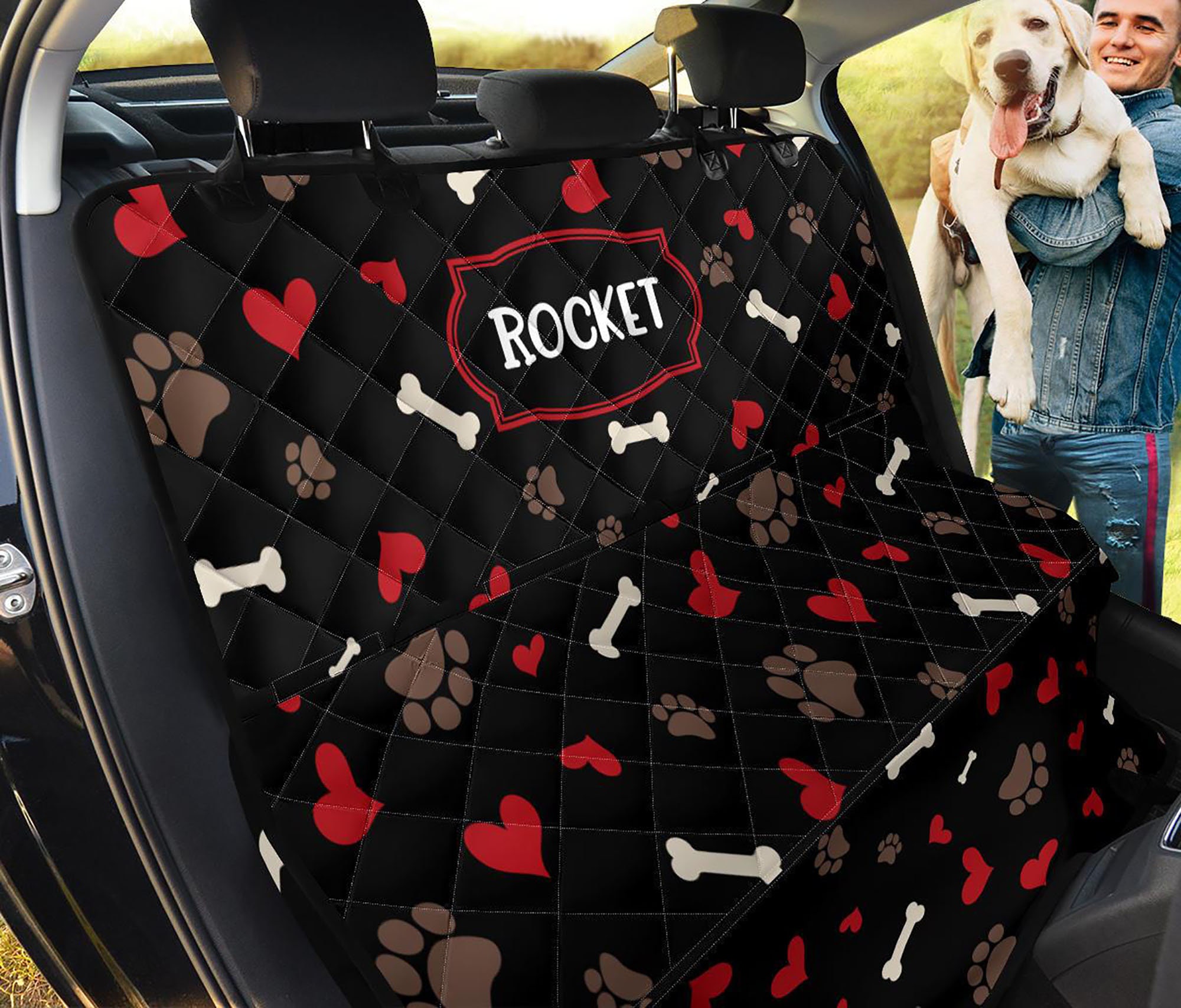 Custom Dog's Name Pet Hammock for Cars Monogram Black Red Etsy