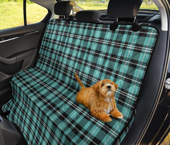 Plaid Tartan Dog Hammock Back Seat Cover for Pets Turquoise Black  Waterproof Protector Washable Easy Install Car Truck SUV Quilted Durable -   UK