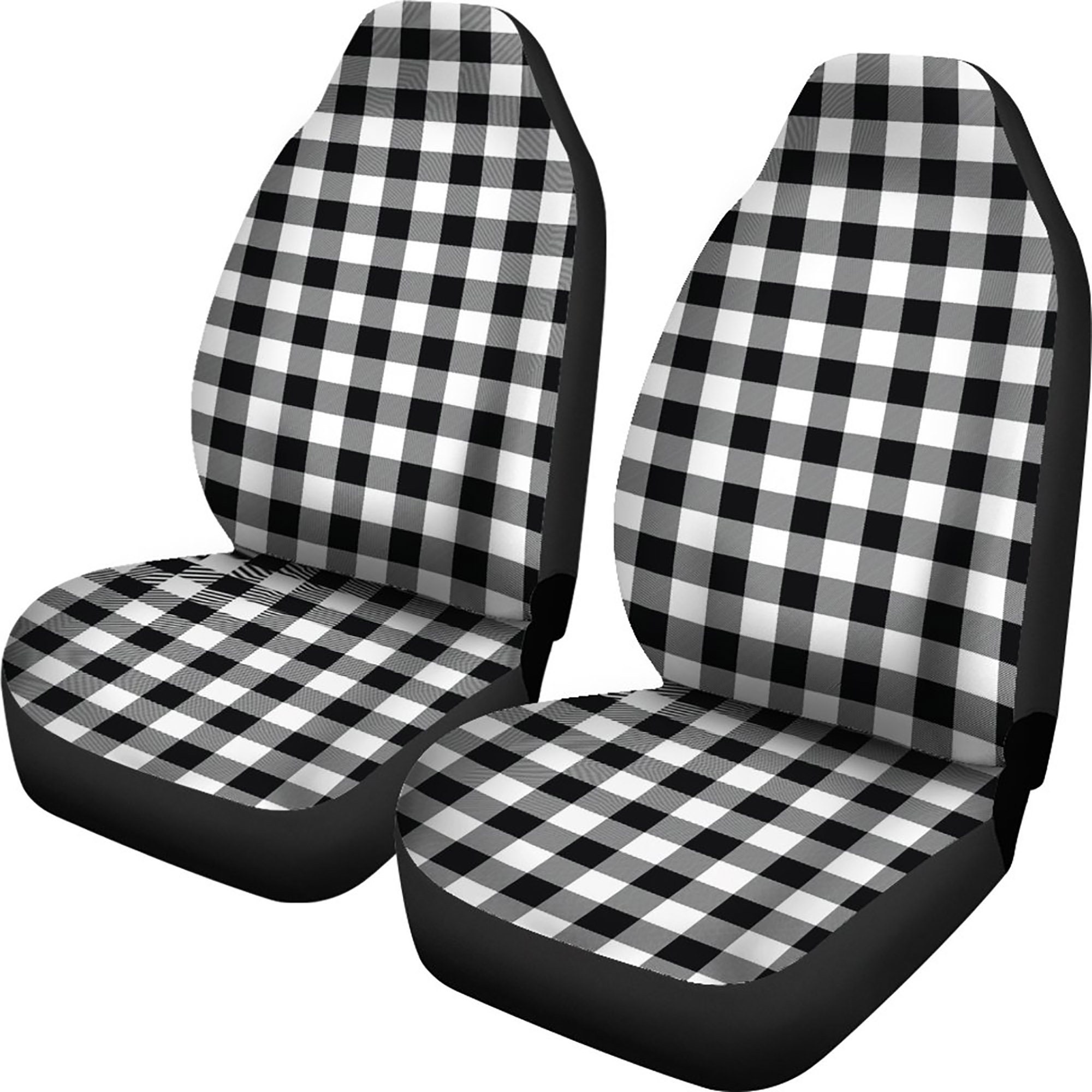 Buffalo Plaid Car Seat Covers Set Black and White Car Etsy