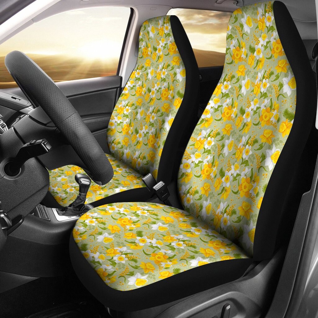 Sunflower Car Seat Covers Large Sun Flowers on Black Set of 2 Car  Accessories Country, Boho Seat Protectors Universal Fit for Car SUV 