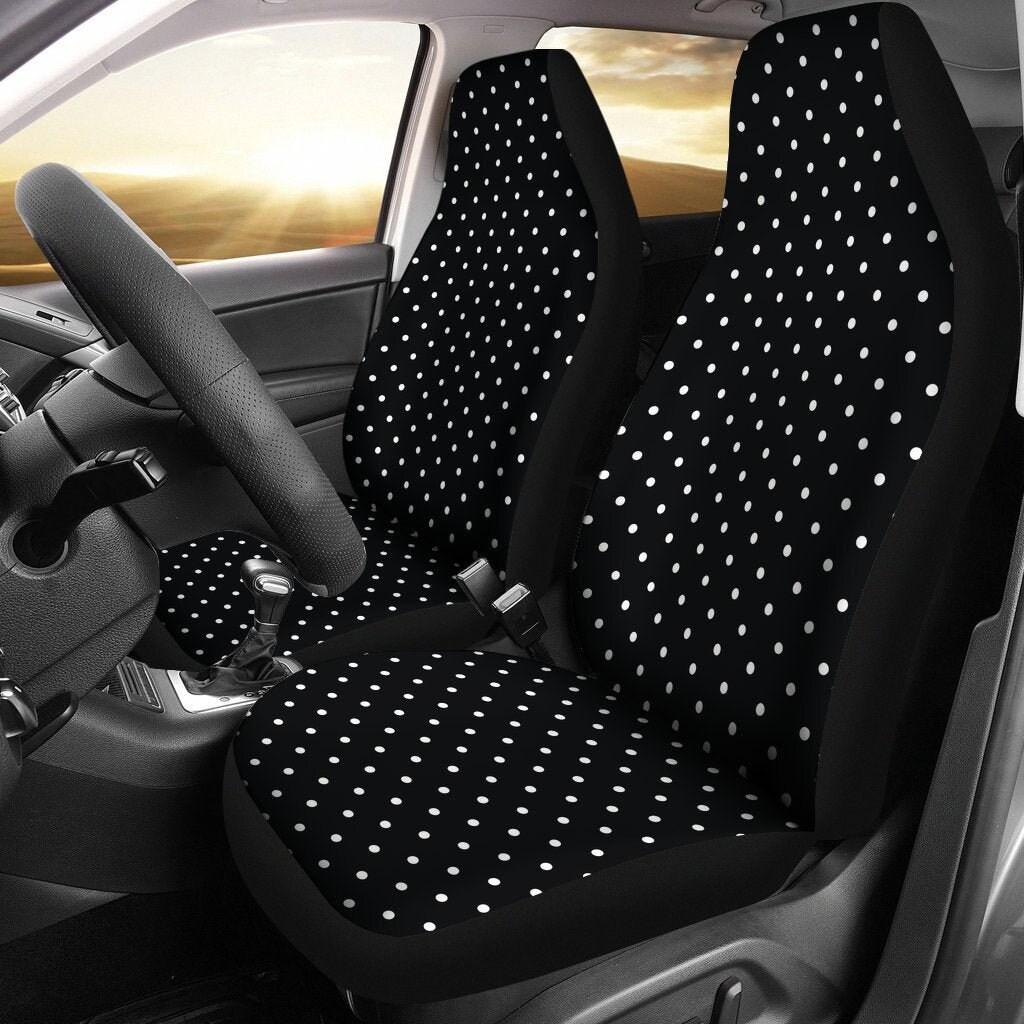 Black And White Polkadot Retro Vintage Style Car Seat Covers - Old Used Car Seat Covers Black And White Polkadot Retro Vintage Style Car Seat Covers - Old Used Car Seat Covers
