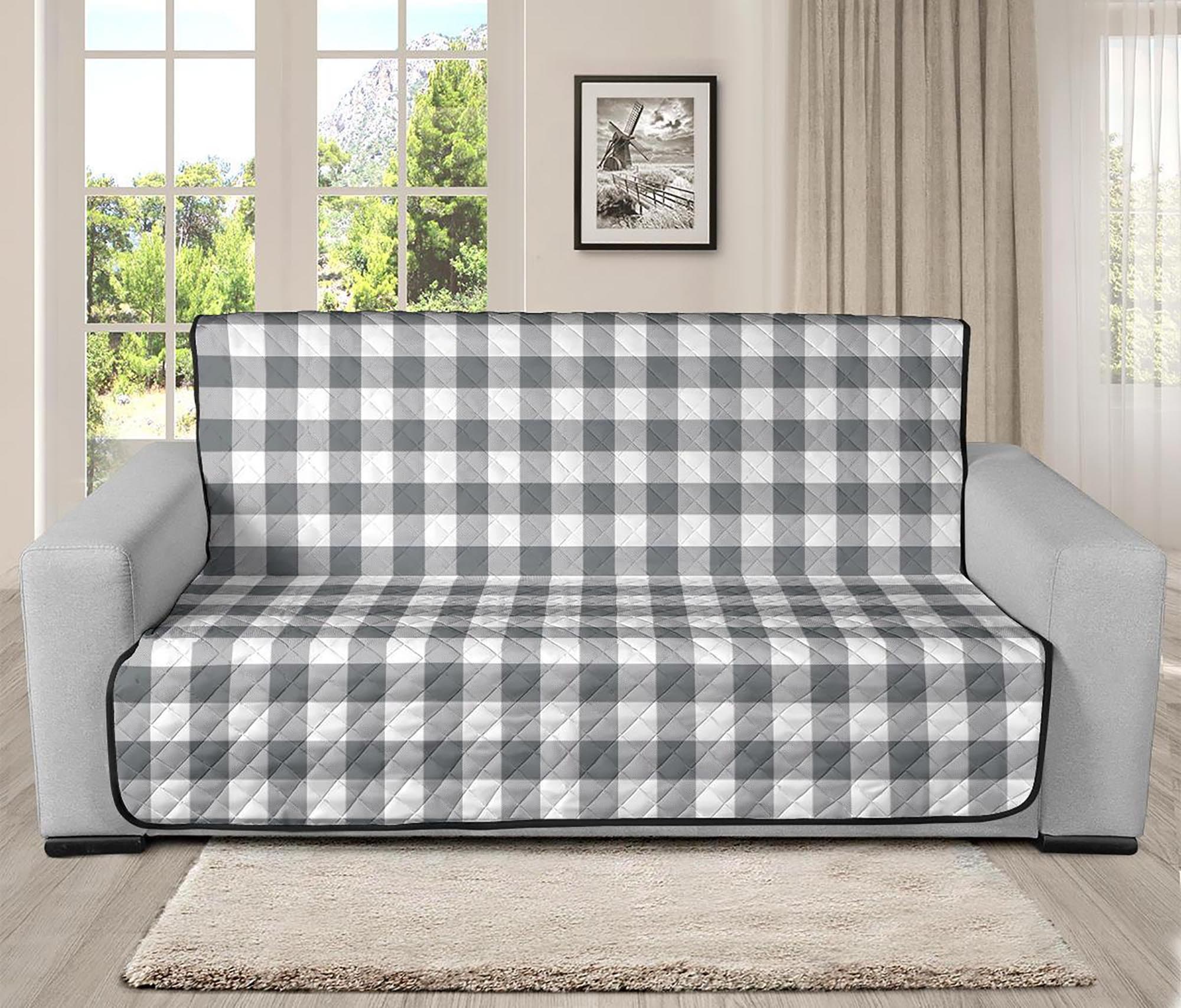Buffalo Plaid Futon Slipcover Gray and White 70 Seat Width Sofa Couch Slip  Cover Protector Perfect Farmhouse Home Decor Rustic Style Grey 