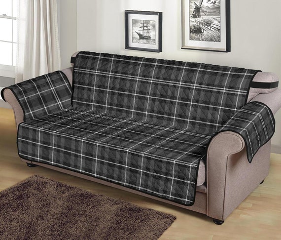 Black and 2024 white plaid sofa