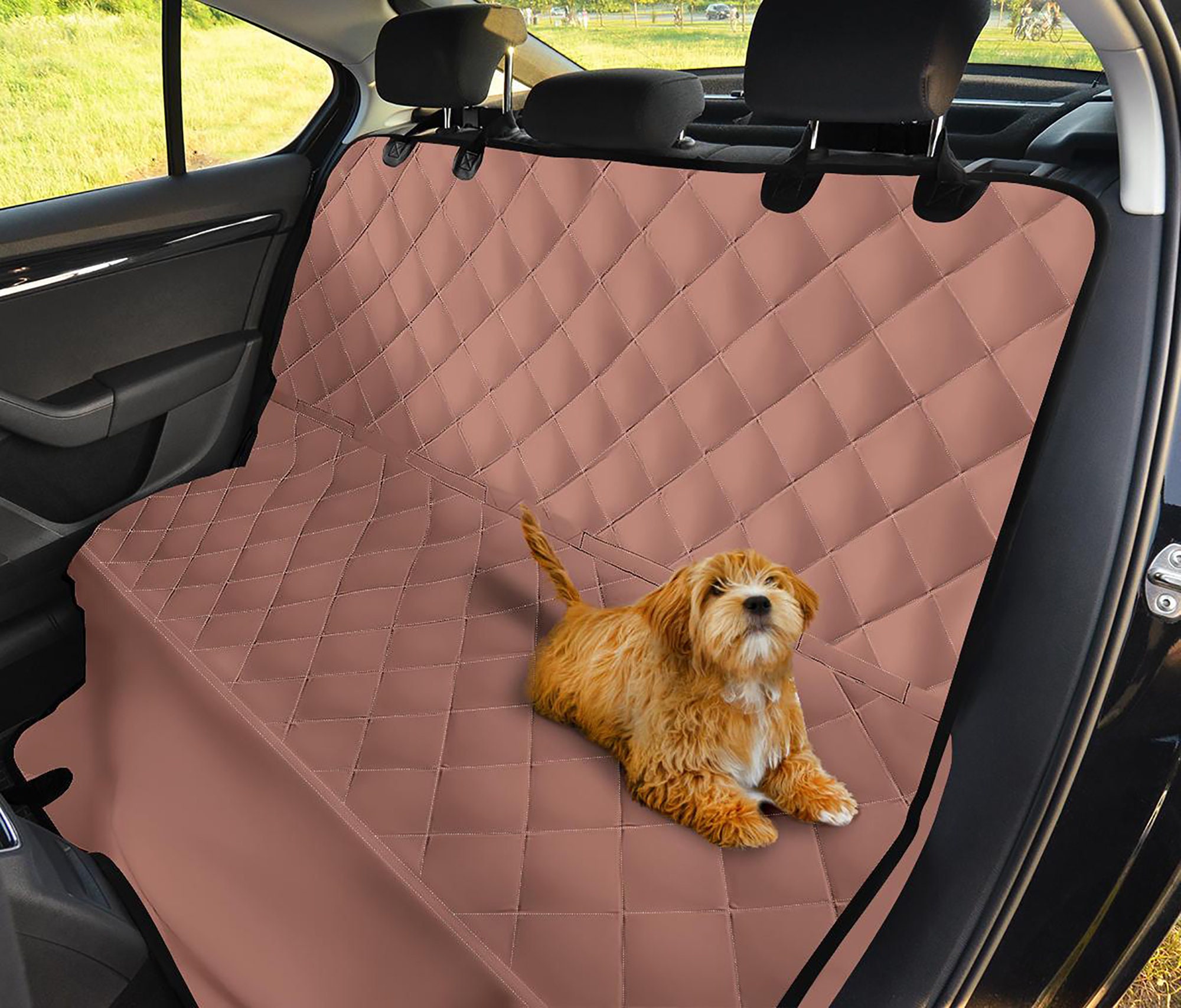 Rose Gold Back Seat Cover Dog Hammock Car Truck SUV Pet Seat Cover  Waterproof Bench Seat Protector Washable Easy Install Car Accessories 