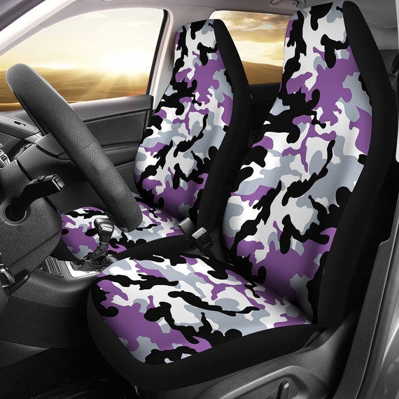 Purple Camouflage Car Seat Covers Camo Pattern Set of 2 Seat
