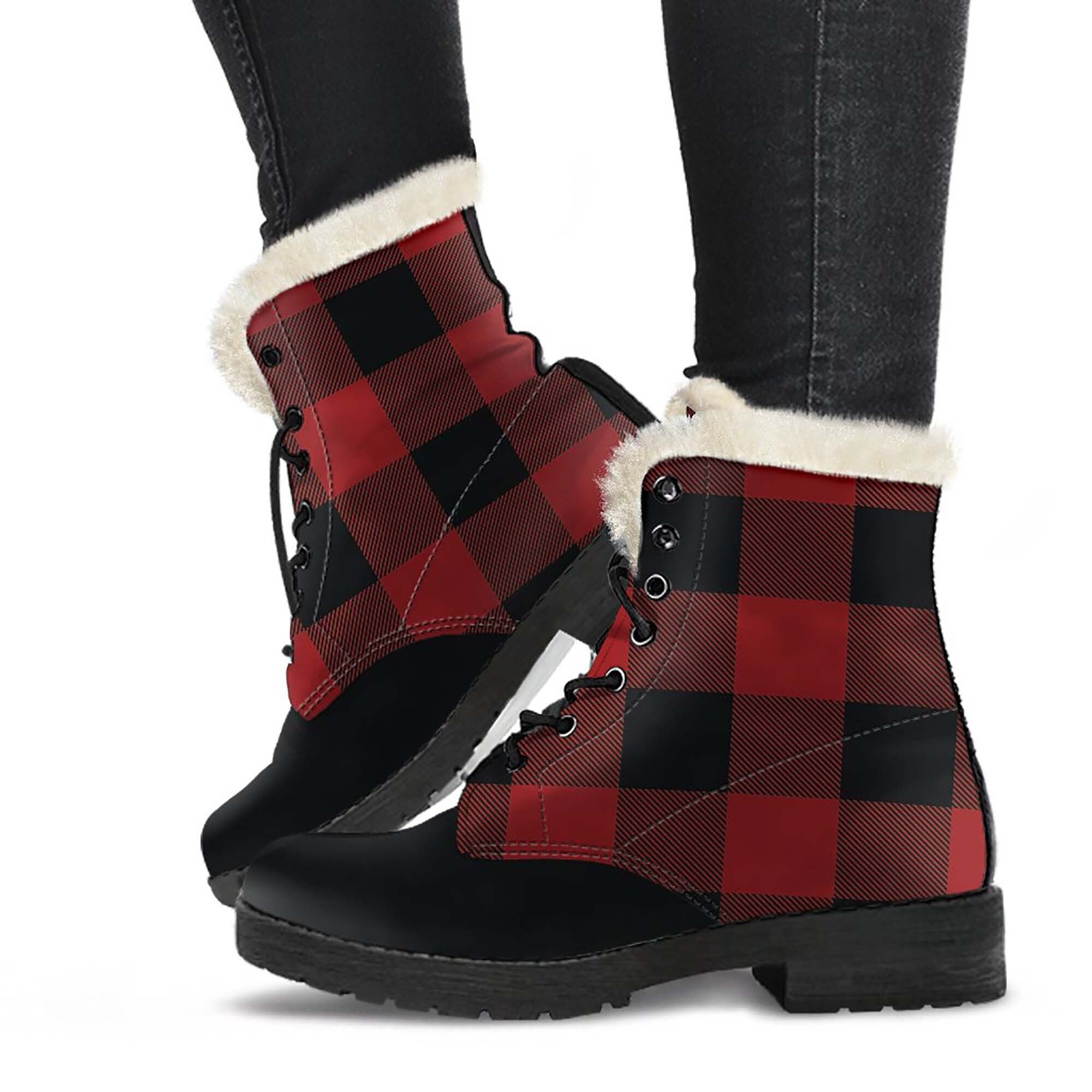 womens plaid winter boots