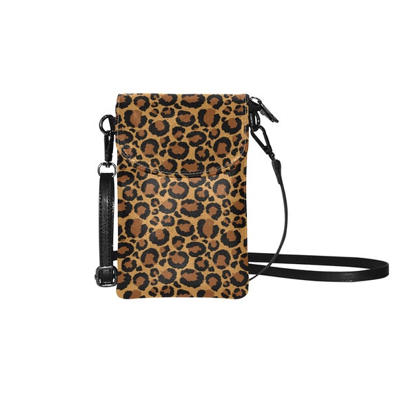 Leopard Print Crossbody Wristlet Clutch