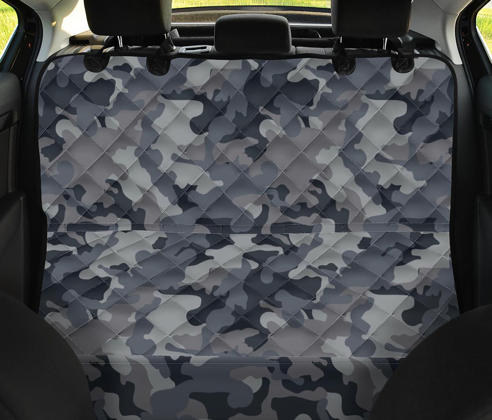 Camo Back Seat Cover Waterproof Protector In Gray Camouflage Etsy