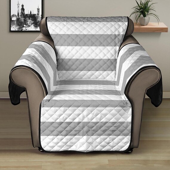 Striped Slipcover Gray and White Beach House Ocean Sea Theme