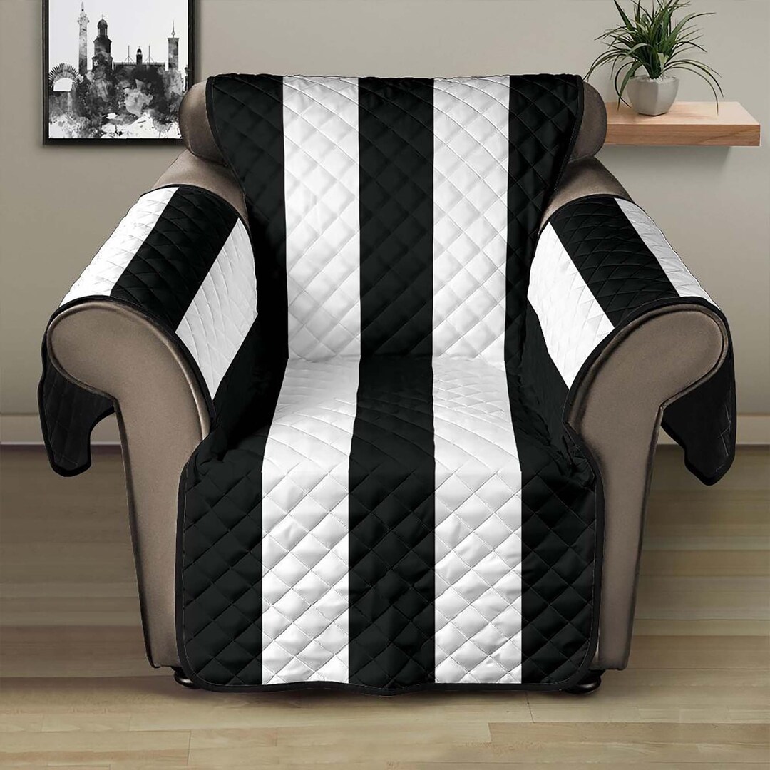 Striped Recliner Slipcover Black White Vertical Stripes Chair Slip