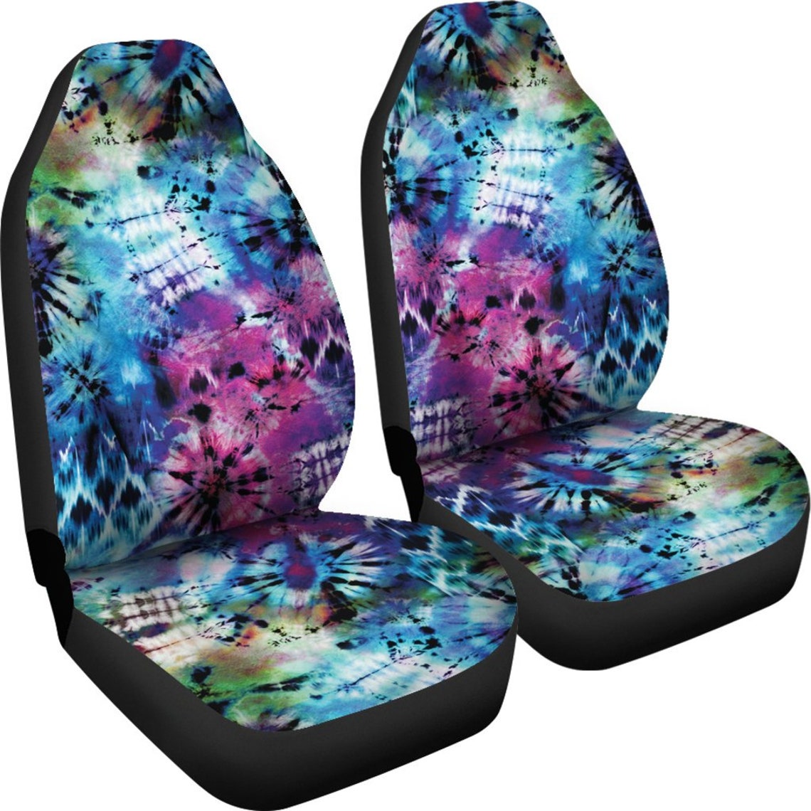 Tie Dye Car Seat Covers Set Bright Rainbow Colors Universal Etsy