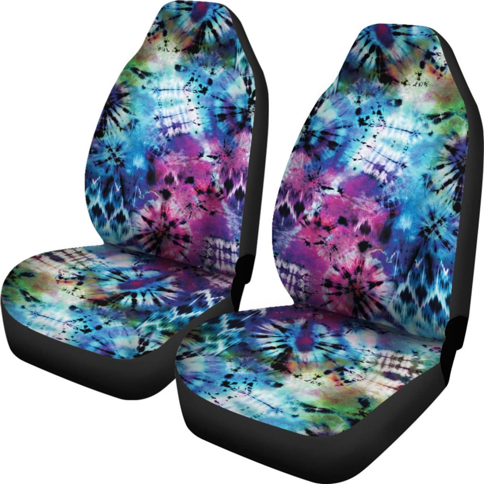 Tie Dye Car Seat Covers Set Bright Rainbow Colors Universal Etsy