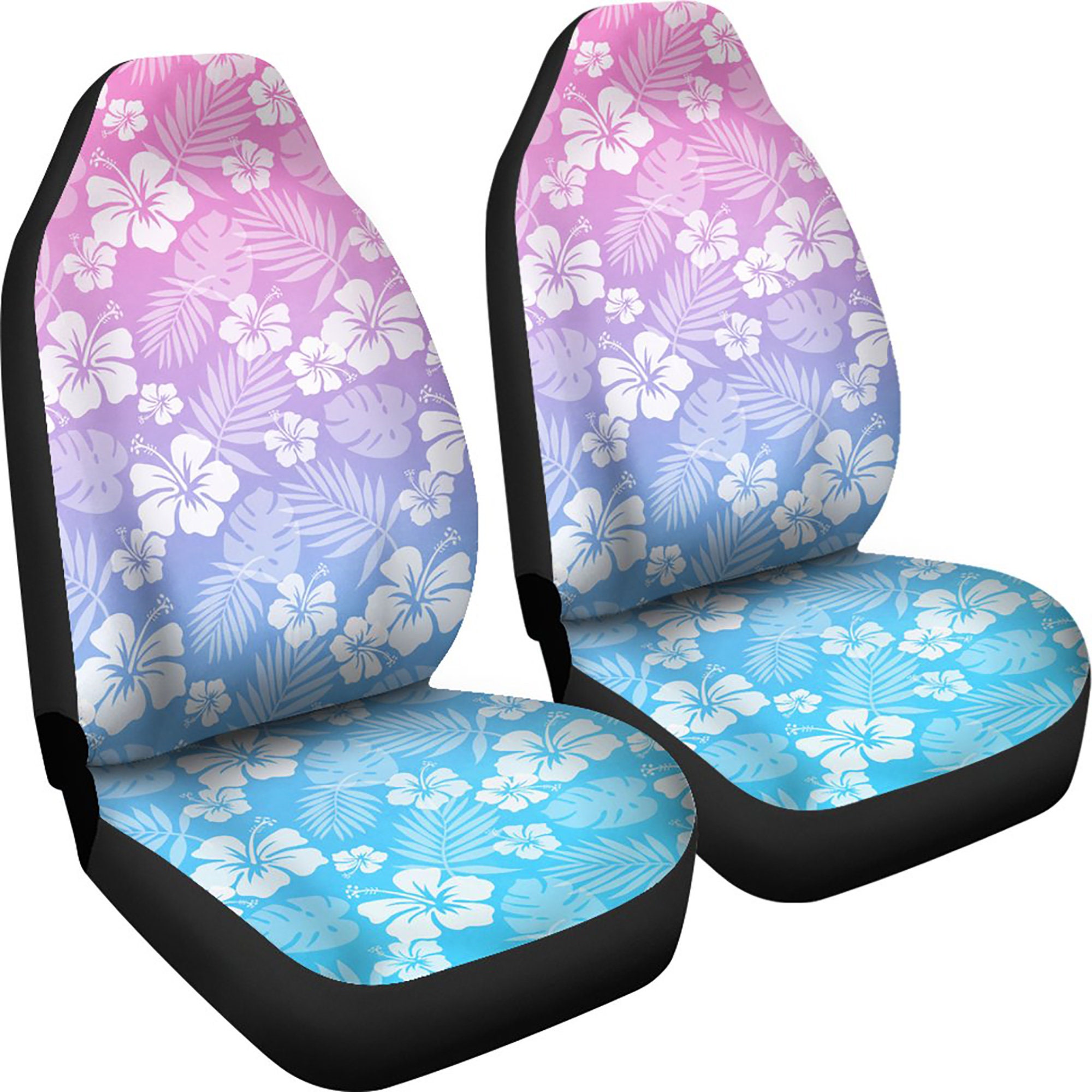 Car Seat Covers in Blue Pink and Purple Ombre With Hibiscus Etsy