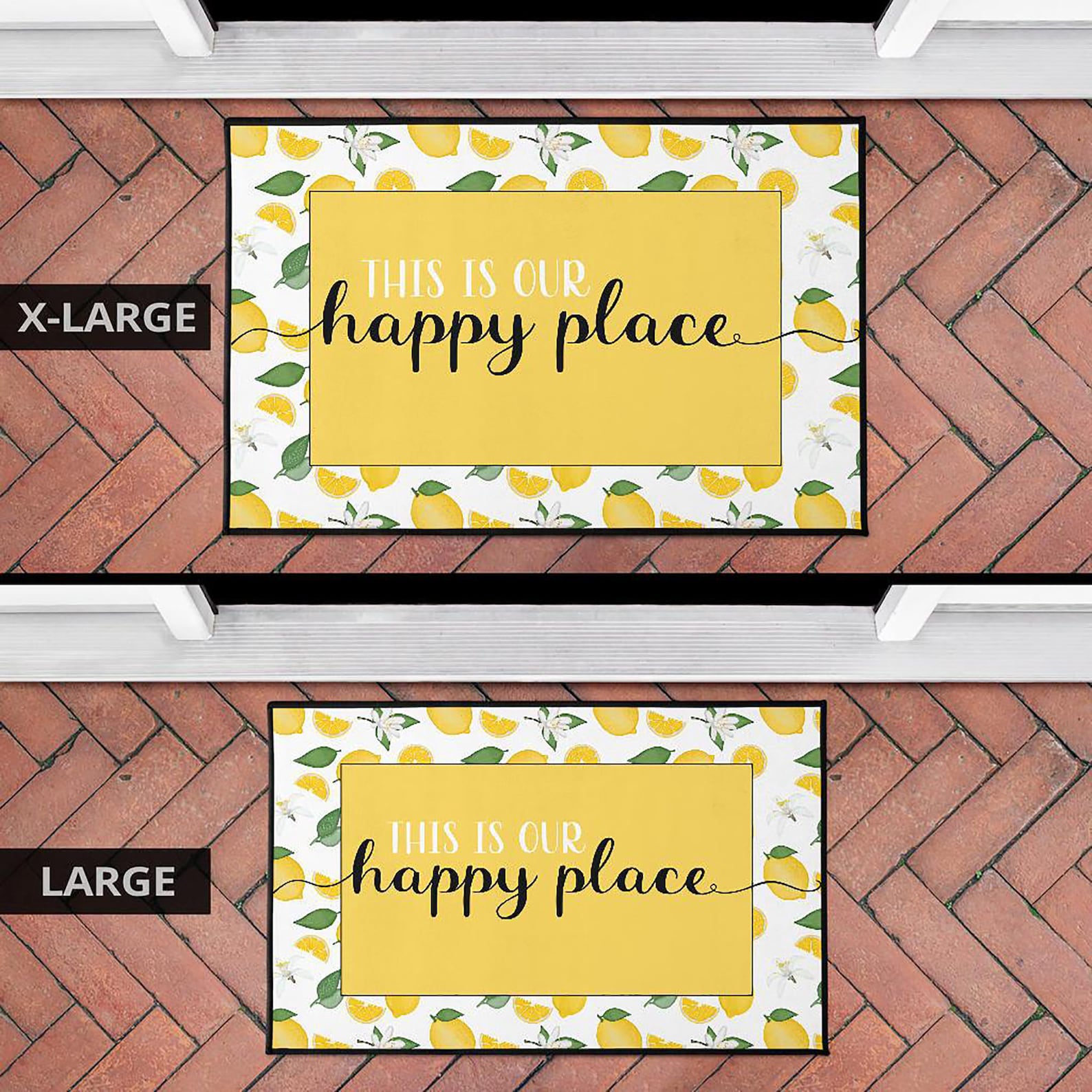 This is Our Happy Place Door Mat White Yellow Black Lemon Etsy