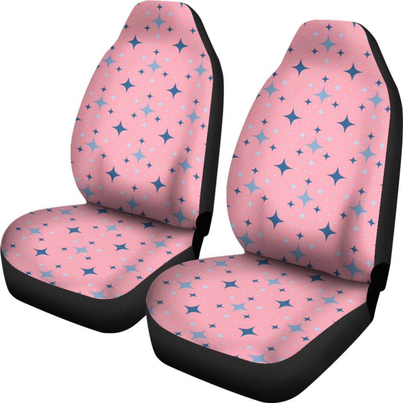 Pink With Retro Stars Pattern Girly Car Seat Covers Set Front Etsy