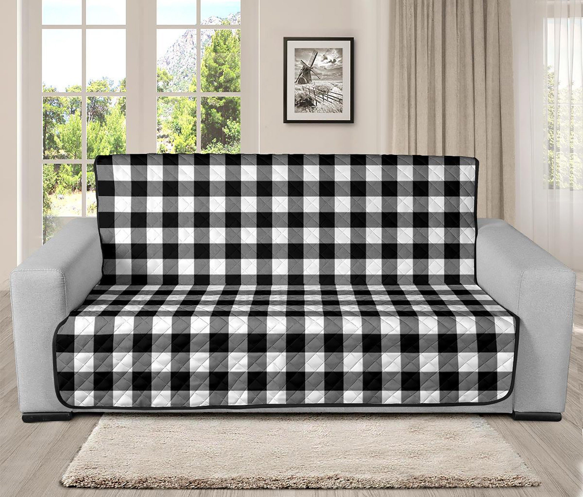  Buffalo Plaid Sofa Cover Couch Covers Compatible with Most  Shape Sofas, Farmhouse Blue and Black Checkered Sofa Slipcover with  Tassels, Multi Use Decorative Compatible with Couch (Blue Black,71x134) :  Home 