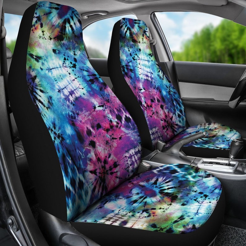 Tie Dye Car Seat Covers Set Bright Rainbow Colors Universal Etsy