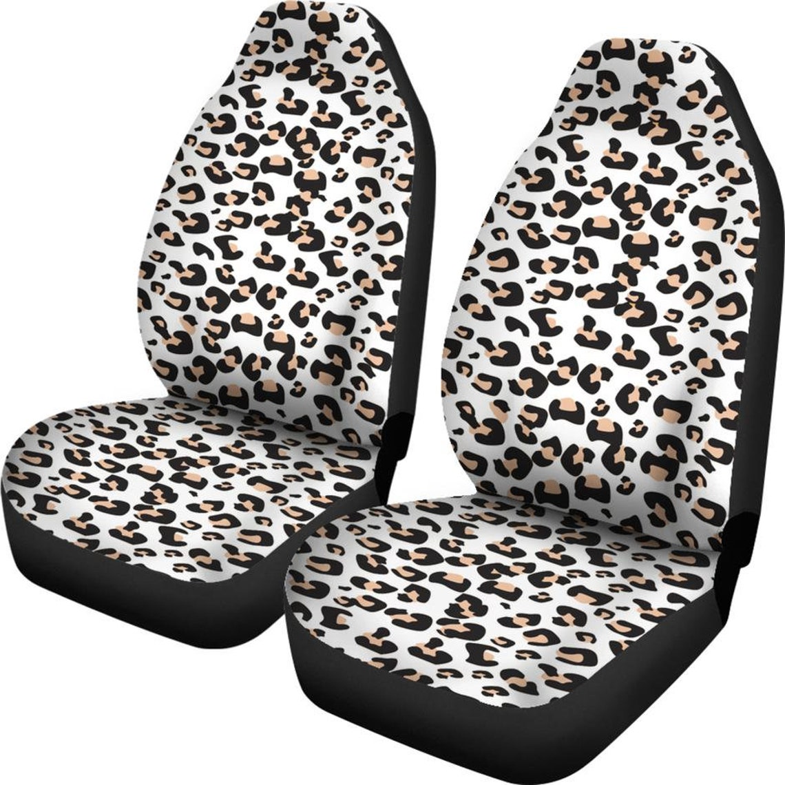 Snow Leopard Skin Car Seat Covers Set White Animal Print Etsy