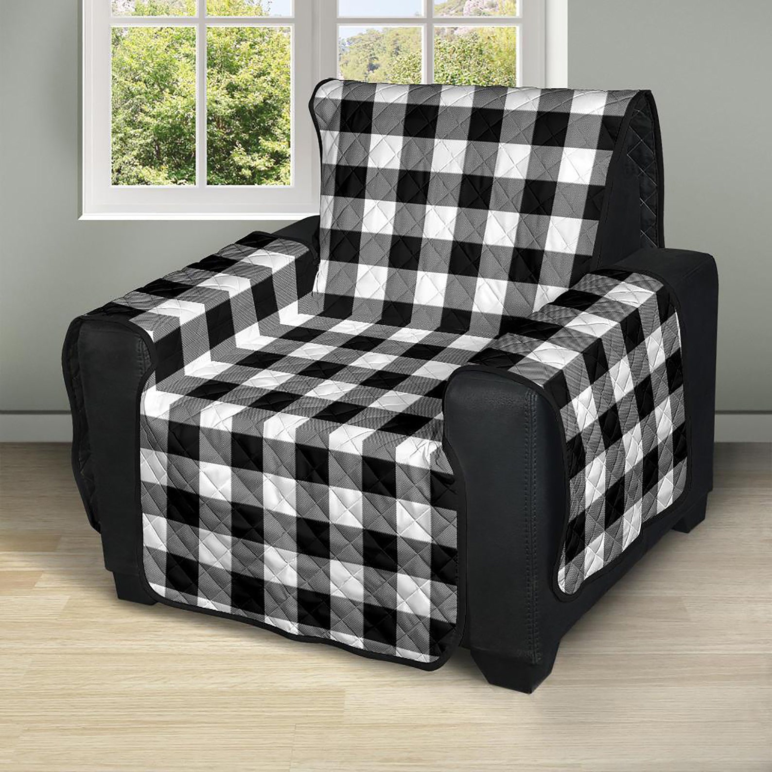 Black and White Buffalo Plaid 28 Seat Width Recliner Etsy