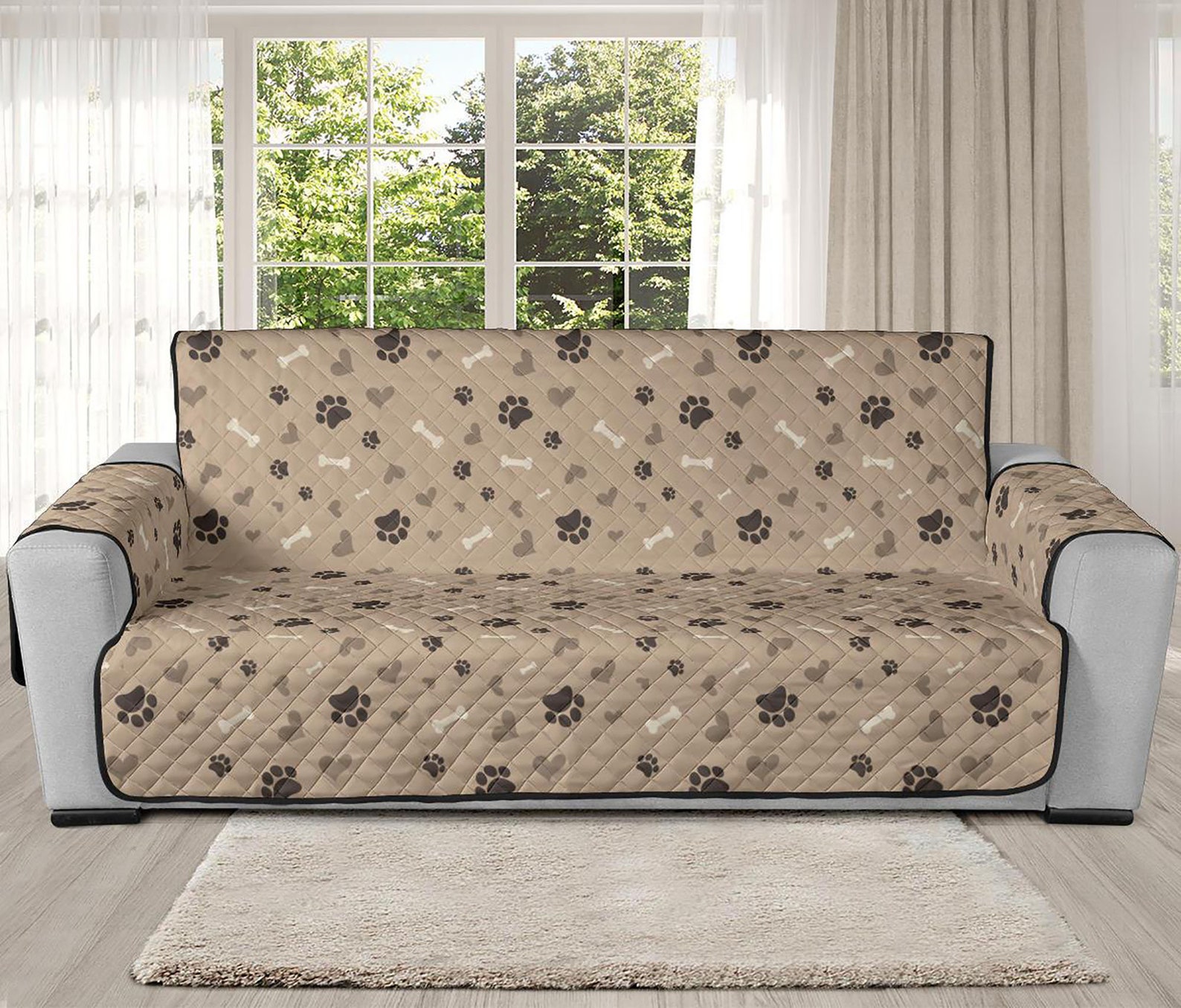 Beige With Dog Paw Print Pattern Furniture Slipcover Etsy