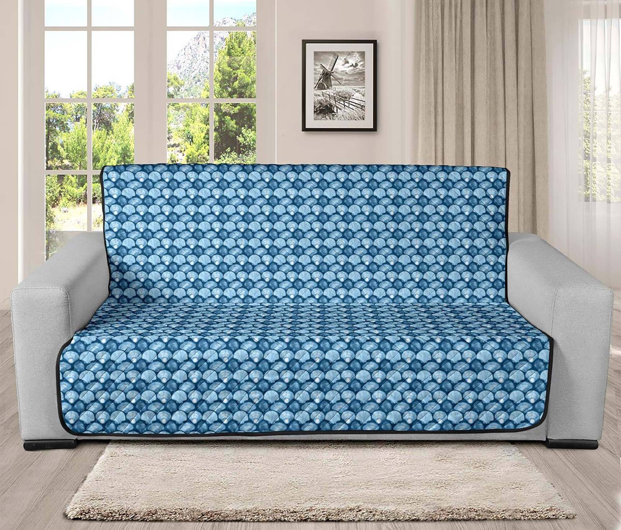 Blue Seashell Pattern Beach House Ocean Theme Futon Sleeper Etsy