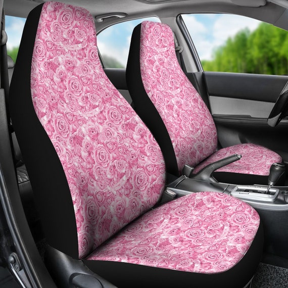 Custom Purple Damask & Dots Car Seat Covers (Set of Two) (Personalized)