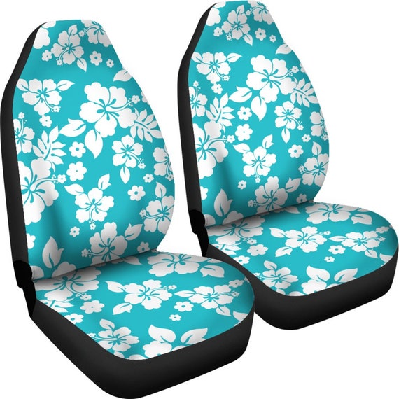 Teal Blue With White Hibiscus Hawaiian 