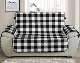 Black and sale white checkered sofa