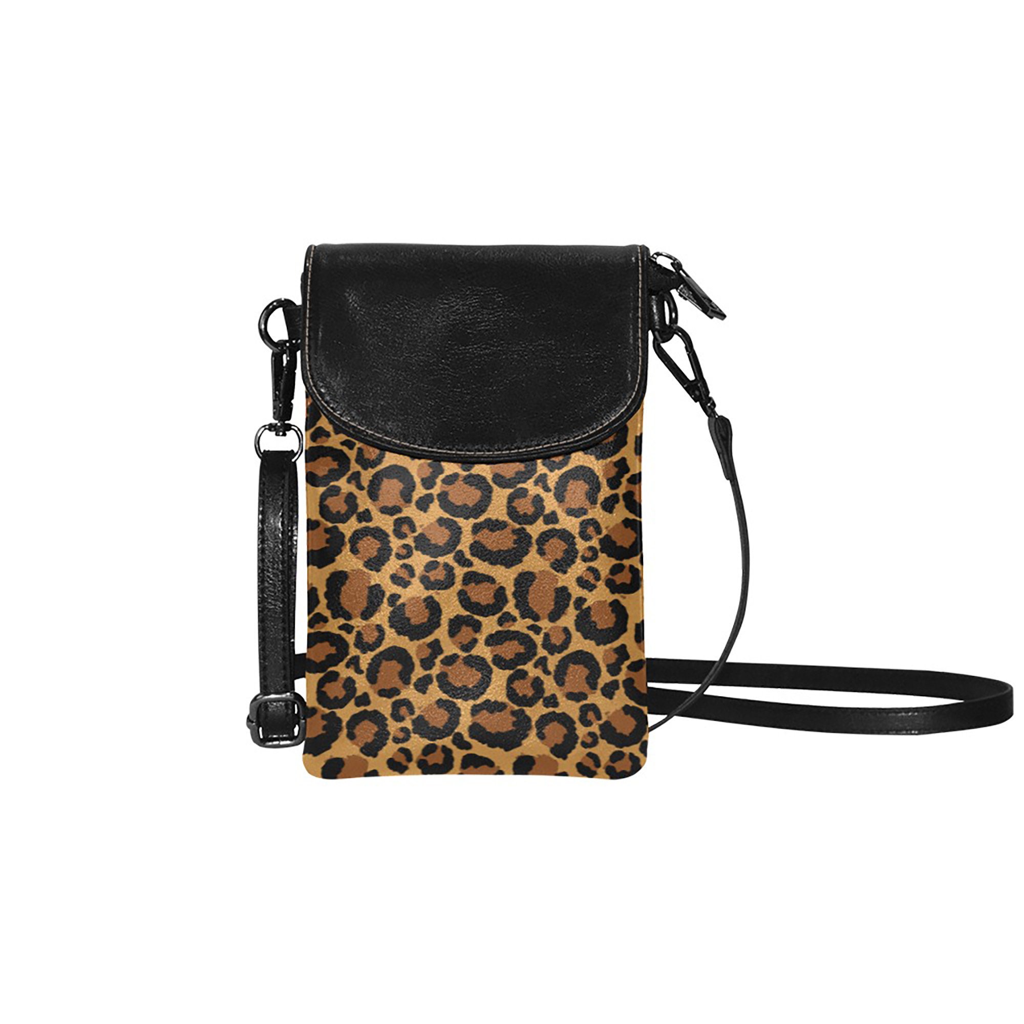 Dual Crossbody with Interior Light - Leopard Pattern Vegan Leather