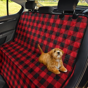 Red and Black Buffalo Plaid Dog Hammock Back Seat Cover For Pets Waterproof Protector For Pets Washable Easy To Install Buffalo Check Bench