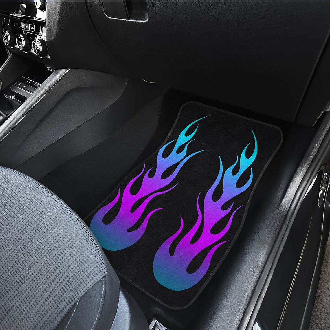 Car Floor Mats With Flames in Turquoise and Purple Ombre Flame Etsy