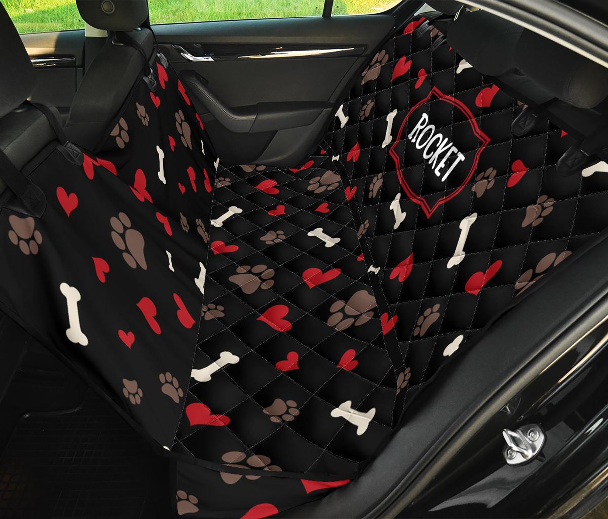 Custom Dog's Name Pet Hammock for Cars Monogram Black Red Etsy