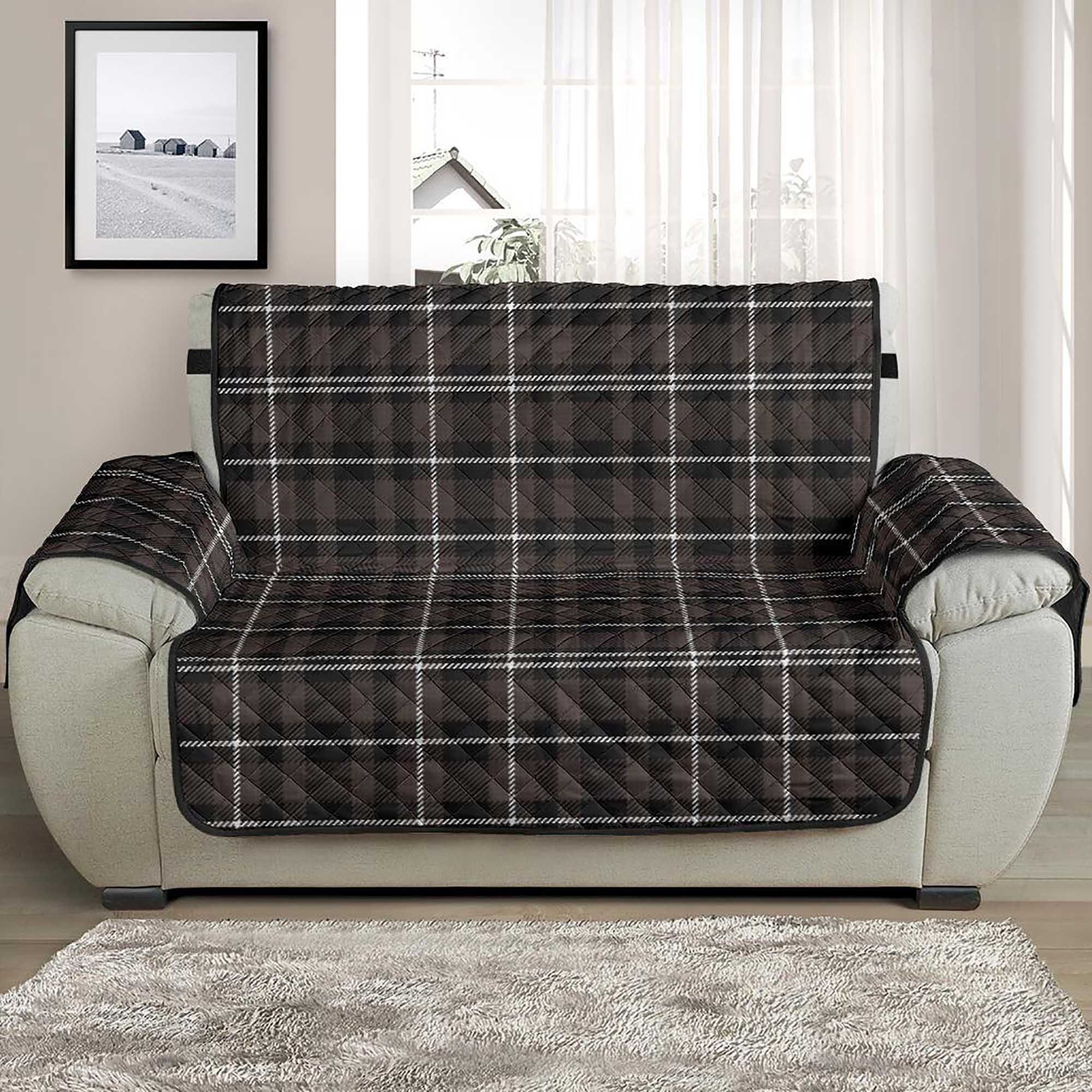 Plaid Recliner Slipcover Brown White and Black Tartan Etsy Canada